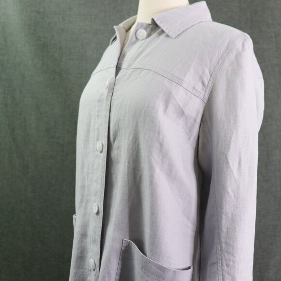 J. Jill Love Linen Artist Coat Jacket Tunic Women's Small Gray Pockets - Picture 7 of 16